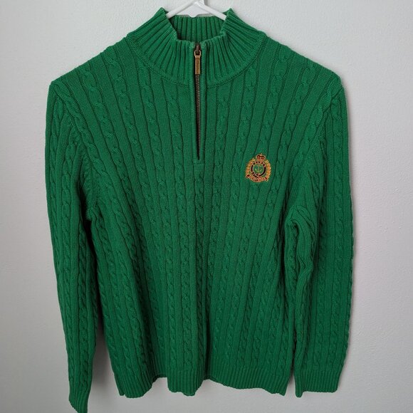 Lauren Ralph Lauren Sweaters - Lauren Ralph Lauren Green Half Zip Sweater, Medium Petite